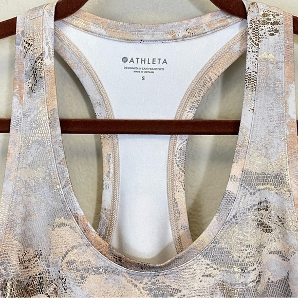 Athleta Gold Marble Print Shanti Gilded Racerback Tank Size Small - Picture 4 of 9
